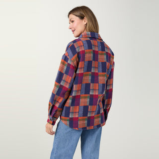 Redmond Long Sleeve Flannel Shirt - Navy/Autumn Orange/Merlot