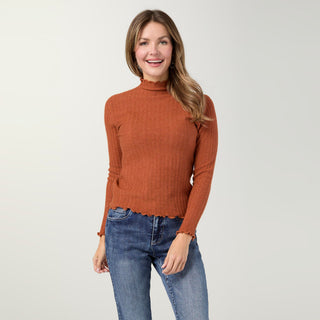 Avalee Funnel Neck Cable Knit Sweater - Spice