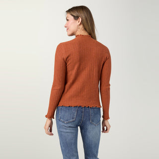 Avalee Funnel Neck Cable Knit Sweater - Spice