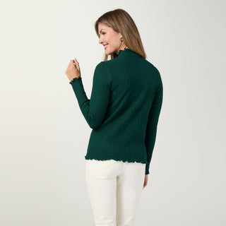 Avalee Funnel Neck Cable Knit Sweater - Hunter Green