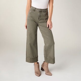Avante Wide Ankle with Front Seam Pant - Olive