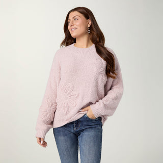 Liesel Sweater with Floral Applique - Primrose Pink