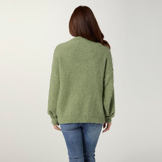 Liesel Sweater with Floral Applique - Dusty Olive