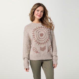 Beaumont Sweater with Tonal Embroidery - Mushroom