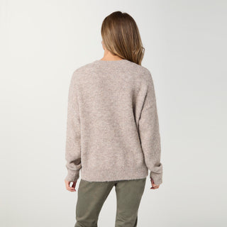 Beaumont Sweater with Tonal Embroidery - Mushroom