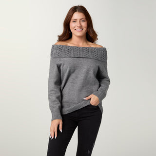 Sullana Boatneck Sweater - Mid Heather Grey
