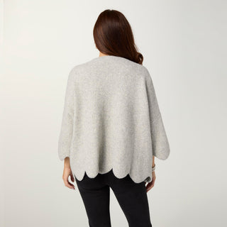 Taline Relaxed Fit Sweater with Flower - Light Heather Grey/Black