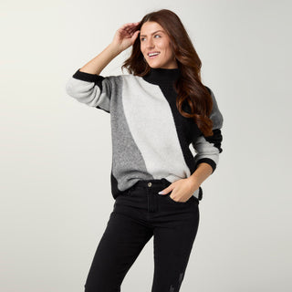 Fernanda Casual Tunic Sweater - Black/Grey
