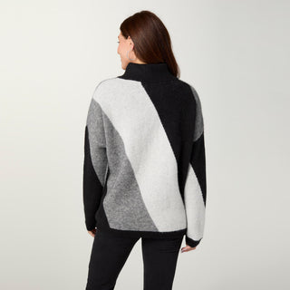 Fernanda Casual Tunic Sweater - Black/Grey