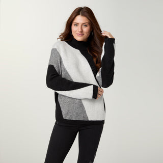 Fernanda Casual Tunic Sweater - Black/Grey