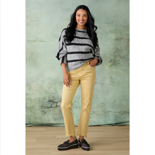 Taree Striped Sweater - Mid Heather Grey/Black