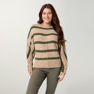 Taree Striped Sweater - Oatmeal/Olive