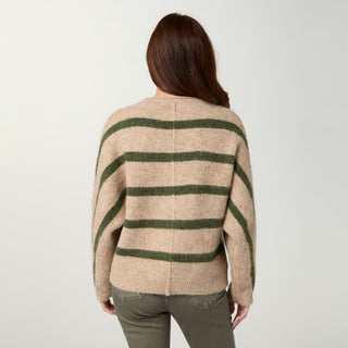 Taree Striped Sweater - Oatmeal/Olive