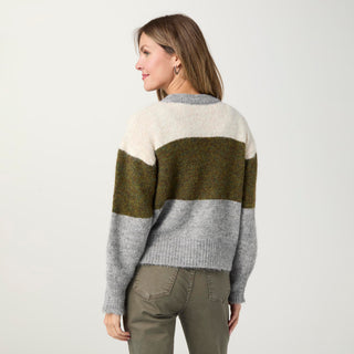 Chinon Button Front Cardigan - Cream/Olive/Grey
