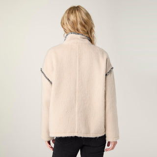 Sevilla Brushed Cardigan with Button Closure - Cream