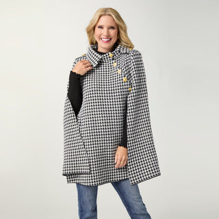 Paria Cape Sleeve Blazer with Faux Pockets - Black/Winter White