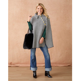 Paria Cape Sleeve Blazer with Faux Pockets - Black/Winter White