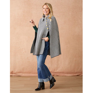 Paria Cape Sleeve Blazer with Faux Pockets - Black/Winter White