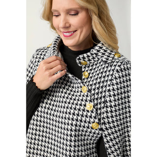 Paria Cape Sleeve Blazer with Faux Pockets - Black/Winter White