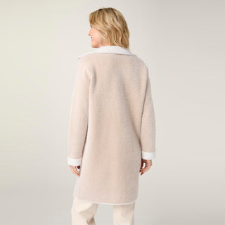 Ester Brushed Chevron Long Cardigan - Camel/Winter White