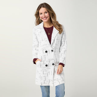 Dunsmuir Brushed Crosshatch Long Cardigan - White/Black