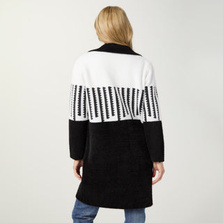Perugia Brushed Two-Tone Long Cardigan - White/Black