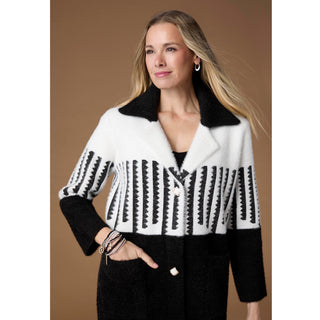 Perugia Brushed Two-Tone Long Cardigan - White/Black
