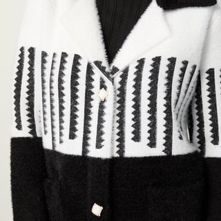 Perugia Brushed Two-Tone Long Cardigan - White/Black