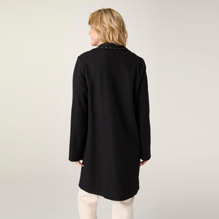 Anice Lightweight Brushed Cardigan with Rivet Detail - Black