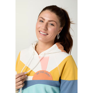 Be the Light Pieced Hooded Sweatshirt - White/Seafoam/Dusty Blue
