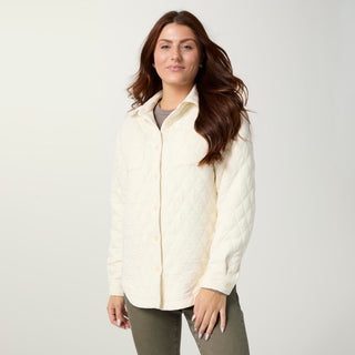Be the Light Quilted Button Front Overshirt - Cream
