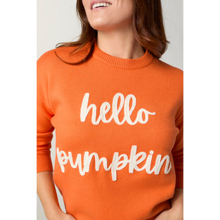 Hello Pumpkin Long Sleeve Sweater - Orange