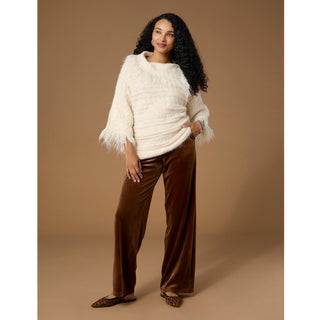 Laverne 3/4 Sleeve Envelope Neck Sweater - Oatmeal