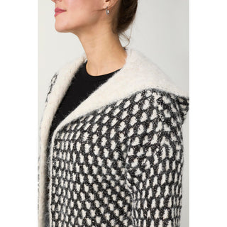 Jilly Open Front Hooded Cardigan with Sequins - Black/Cream