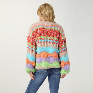 Maloti Chunky Button Front Cardigan - Bright Multi