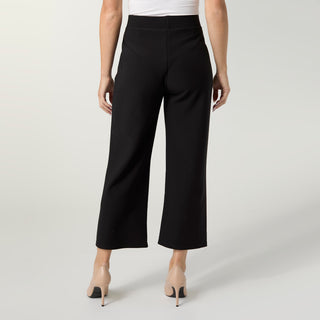 Georgie Wide Leg Crop with Side Buttons - Black
