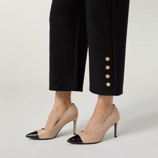 Georgie Wide Leg Crop with Side Buttons - Black