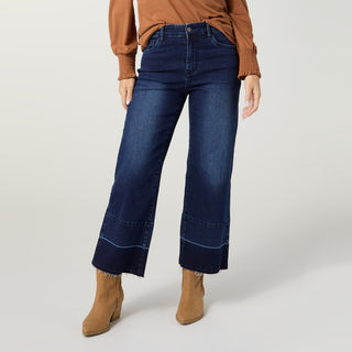 EverStretch Wide Crop with Release Hem - Indigo Dark Denim