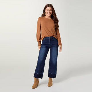 EverStretch Wide Crop with Release Hem - Indigo Dark Denim