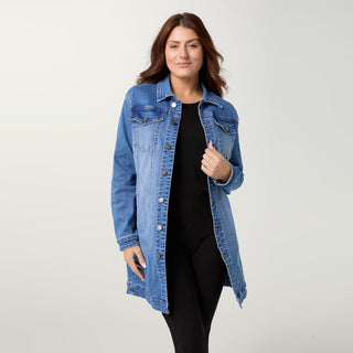 EverStretch Long Trucker Jacket - Medium Denim