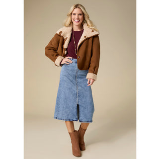 Bambu Soft Zip Front Mid-Length Skirt - Medium/Light Denim