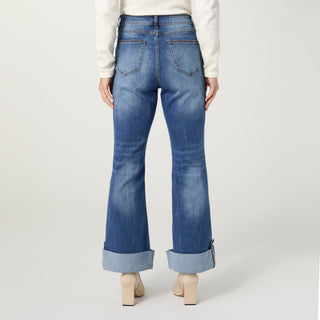 Bambu Soft Flare Ankle with Snap Roll Cuff - Medium Denim