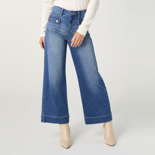 Bambu Soft Wide Ankle with Patch Pockets - Medium Denim