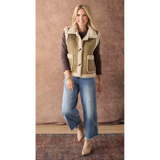 Bambu Soft Wide Crop with Distressed Bottom - Medium Denim
