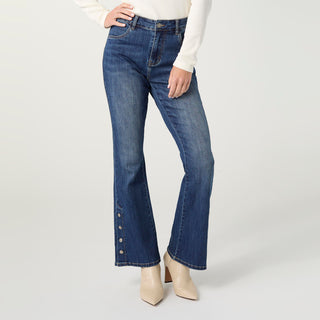 Bambu Soft Flare with Side Snap Bottom - Medium Denim