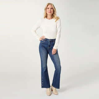 Bambu Soft Flare with Side Snap Bottom - Medium Denim
