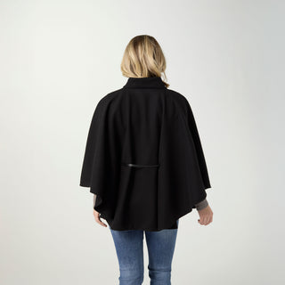 Juliet Faux Wool Wrap with Leather Tie - Black