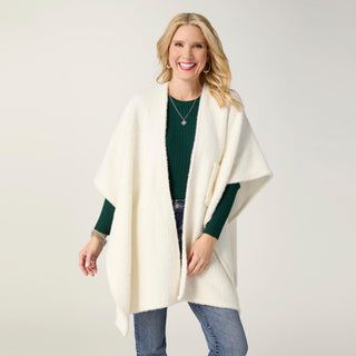 Elaina Tinsel Wrap w/ Pull Thru - Winter White