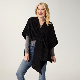 Elaina Tinsel Wrap w/ Pull Thru - Black