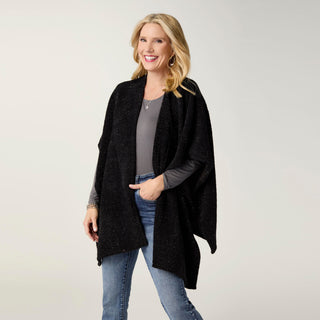Elaina Tinsel Wrap w/ Pull Thru - Black